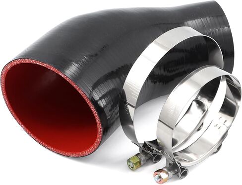 45 Degree ID 3 to 4 inches Elbow Silicone Reducer Coupler Hose 4 Ply Polyester Reinforcement with 2 Steel T Clamps for Intercooler Turbo Intake Pipe in Kuwait