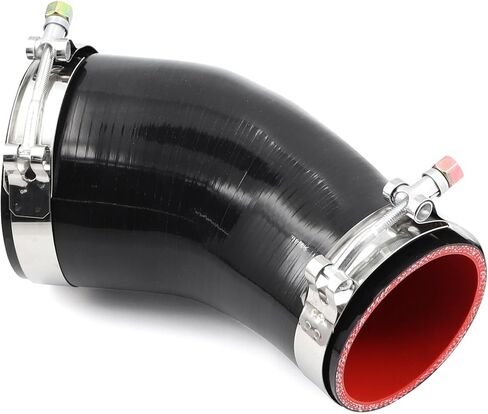 45 Degree ID 3 to 4 inches Elbow Silicone Reducer Coupler Hose 4 Ply Polyester Reinforcement with 2 Steel T Clamps for Intercooler Turbo Intake Pipe in Kuwait