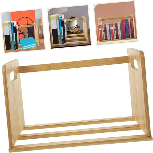 Vinyl Record Storage Rack Shelf Wooden Desktop Organizer for Books and Records Multi-Functional Display Stand for Home Office Creative Bookshelf Elegant Design in Saudi Arabia
