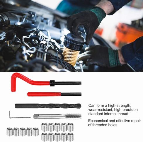 FILFEEL M9x1.25 Thread Insert Repair Kit - 20 Pcs Stainless Steel Quality Threading Tool Assortment with Drill, Tap, and Accessories in Saudi Arabia