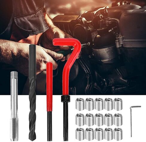 FILFEEL M9x1.25 Thread Insert Repair Kit - 20 Pcs Stainless Steel Quality Threading Tool Assortment with Drill, Tap, and Accessories in Saudi Arabia