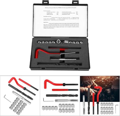FILFEEL M9x1.25 Thread Insert Repair Kit - 20 Pcs Stainless Steel Quality Threading Tool Assortment with Drill, Tap, and Accessories in Saudi Arabia