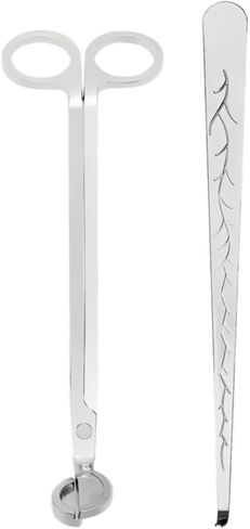 Candle Wick Trimmer，Professional Copper-Nickel Plated Candle Wick Trimmer 2-Piece Set, 7.09-inch Silver Scissors with Decorative Patterns, Candle Maintenance Tool with a Ball Head in Saudi Arabia