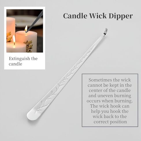 Candle Wick Trimmer，Professional Copper-Nickel Plated Candle Wick Trimmer 2-Piece Set, 7.09-inch Silver Scissors with Decorative Patterns, Candle Maintenance Tool with a Ball Head in Saudi Arabia