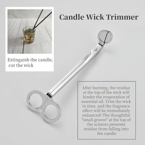 Candle Wick Trimmer，Professional Copper-Nickel Plated Candle Wick Trimmer 2-Piece Set, 7.09-inch Silver Scissors with Decorative Patterns, Candle Maintenance Tool with a Ball Head in Saudi Arabia