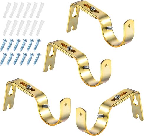 Frienda 10 PCS Gold Curtain Rod Rod Brackets Hustable Startain Rod Hools for 1 بوصة قطرها أحواض الأجهزة العامة خطاطيف شماعات الحائط مع مسامير in Kuwait