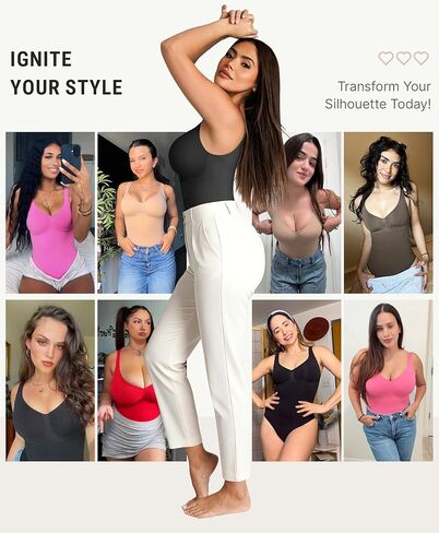 ملابس داخلية من FeelinGirl للنساء للتحكم في البطن بدون خياطة ورقبة على شكل حرف V مضغوطة للجسم بدلات مشد علوي in Kuwait