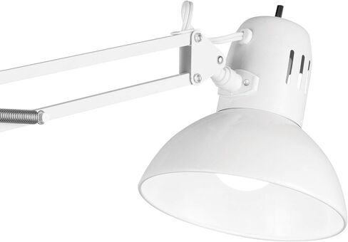 مصباح مكتبي أبيض بمشبك ذراع متأرجح مقاس 31.5 بوصة من Globe Electric 52847 مع لمسات من النيكل، مفتاح دوار للتشغيل/الإيقاف، ضوء قراءة الكتب، أساسيات المنزل، ديكور المكتب، لمبة LED متوافقة in Kuwait