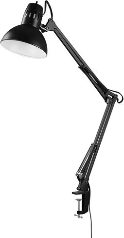 مصباح مكتبي أبيض بمشبك ذراع متأرجح مقاس 31.5 بوصة من Globe Electric 52847 مع لمسات من النيكل، مفتاح دوار للتشغيل/الإيقاف، ضوء قراءة الكتب، أساسيات المنزل، ديكور المكتب، لمبة LED متوافقة in Kuwait