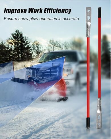 مجموعة دليل شفرة محراث الثلج مقاس 37 بوصة تناسب Blizzard Boss SNO-Way Western Meyer Polaris وشاحنة الالتقاط SUV UTV ATV، سلك فولاذي سميك أحمر 3/4 بوصة قضيب عاكس من الفولاذ المقاوم للصدأ، مجموعتان in Kuwait