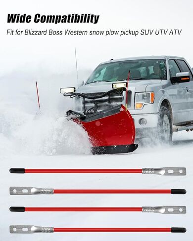 مجموعة دليل شفرة محراث الثلج مقاس 37 بوصة تناسب Blizzard Boss SNO-Way Western Meyer Polaris وشاحنة الالتقاط SUV UTV ATV، سلك فولاذي سميك أحمر 3/4 بوصة قضيب عاكس من الفولاذ المقاوم للصدأ، مجموعتان in Kuwait