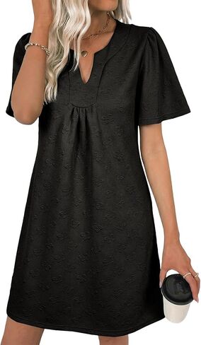 BLENCOT Women's Casual Maternity Swing Dress V Neck Baby Doll Tunic Mini Dresses Short Sleeve Oversize Spring Dress Pockets in Saudi Arabia