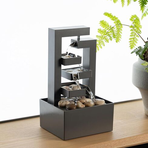 Tabletop Water Fountain - Indoor Zen Relaxation Waterfall with Soothing Sound for Office & Home Decor - Small Desktop Water Feature with Natural Stones for Bedroom, 9.65" Tall in Saudi Arabia