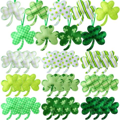 Tatuo 27 Pieces St. Patrick Day Shamrocks Ornament for Tree Fabric Green 3D Large Felt Lucky Hanging Shamrock Decorations for Tree Irish Home Festival Party Supplies(Classic Style) in Saudi Arabia