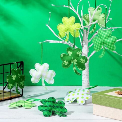 Tatuo 27 Pieces St. Patrick Day Shamrocks Ornament for Tree Fabric Green 3D Large Felt Lucky Hanging Shamrock Decorations for Tree Irish Home Festival Party Supplies(Classic Style) in Saudi Arabia