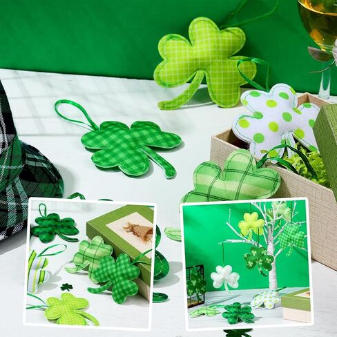Tatuo 27 Pieces St. Patrick Day Shamrocks Ornament for Tree Fabric Green 3D Large Felt Lucky Hanging Shamrock Decorations for Tree Irish Home Festival Party Supplies(Classic Style) in Saudi Arabia