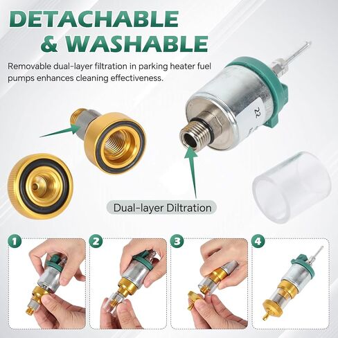 Diesel Heater Fuel Pump Double Filter Quieter Parking Air Heater 12V 22ML Fuel Metering Pump with Fuel Hose for Chinese Diesel Heater 2KW 3KW 5KW, Fit for Eberspacher Airtronic D2 D4 D5 in Kuwait