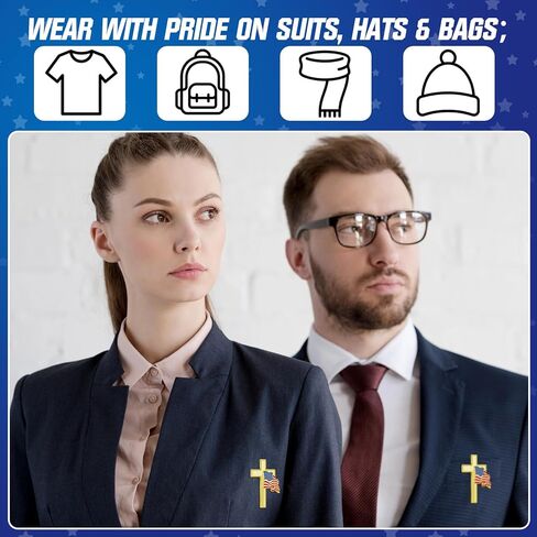 24 Pcs Patriotic Cross with Waving American Flag Metal USA Flag Lapel Pins for American Patriotic Suits Jackets Hats Backpacks Clothes Decor in Saudi Arabia