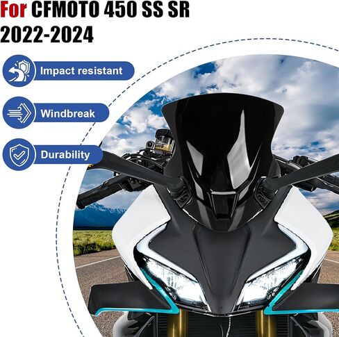 PSLER للزجاج الأمامي CFMOTO 450ss - ملحقات الزجاج الأمامي للدراجة النارية لـ 450 ss 2022 2023 2024، أسود in Kuwait