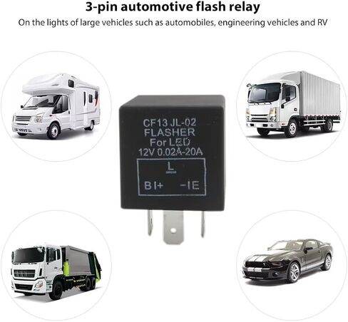 3-Pin 12V Flasher Relay Fix Light LED Lamp Turn Signal Hyper Flash CF13 JL-02 Relay يناسب 2013 شيفروليه سيلفرادو 2500 HD LT ممتد لاقط الكابينة 4 أبواب in Kuwait