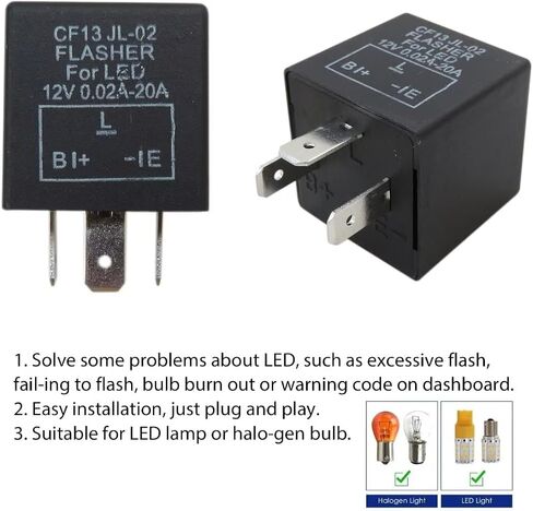 3-Pin 12V Flasher Relay Fix Light LED Lamp Turn Signal Hyper Flash CF13 JL-02 Relay يناسب 2013 شيفروليه سيلفرادو 2500 HD LT ممتد لاقط الكابينة 4 أبواب in Kuwait
