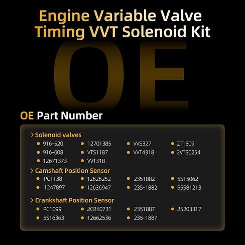 Engine Variable Valve Timing VVT Solenoid w/Crankshaft & Camshaft Position Sensor, for Chevrolet Cruze Malibu Volt, for GMC Terrain, 2016-2019, L4 1.4L 1.5L,12671373,12636947,PC1099 in Saudi Arabia
