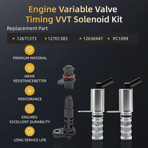 Engine Variable Valve Timing VVT Solenoid w/Crankshaft & Camshaft Position Sensor, for Chevrolet Cruze Malibu Volt, for GMC Terrain, 2016-2019, L4 1.4L 1.5L,12671373,12636947,PC1099 in Saudi Arabia