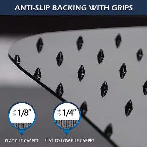 سجادة كرسي سالوس للأرضيات المغطاة بالسجاد، 46 بوصة × 60 بوصة سجادة كرسي شديدة التحمل للسجاد، سجادة أرضية من الفينيل مع مقابض، حامي الأرضية بالسجاد، سجادة مكتب كمبيوتر متدحرجة للمكتب المنزلي (أسود) in Kuwait