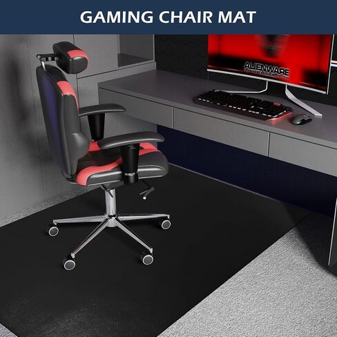 سجادة كرسي سالوس للأرضيات المغطاة بالسجاد، 46 بوصة × 60 بوصة سجادة كرسي شديدة التحمل للسجاد، سجادة أرضية من الفينيل مع مقابض، حامي الأرضية بالسجاد، سجادة مكتب كمبيوتر متدحرجة للمكتب المنزلي (أسود) in Kuwait