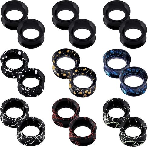 YOFANST 9 Pairs Double Flared Silicone Tunnels Silicone Hollow Ear Gauges Flexible Lightweight Ear Plugs Stretchers Expander for Women Men in Saudi Arabia