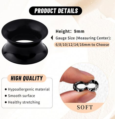 YOFANST 9 Pairs Double Flared Silicone Tunnels Silicone Hollow Ear Gauges Flexible Lightweight Ear Plugs Stretchers Expander for Women Men in Saudi Arabia