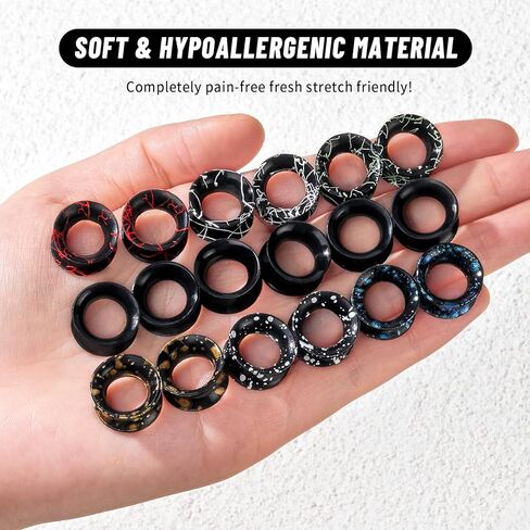 YOFANST 9 Pairs Double Flared Silicone Tunnels Silicone Hollow Ear Gauges Flexible Lightweight Ear Plugs Stretchers Expander for Women Men in Saudi Arabia