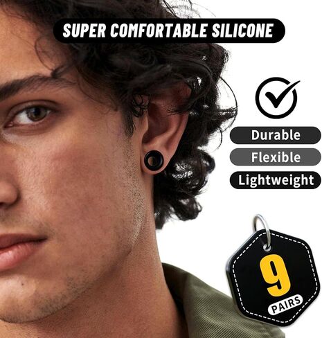 YOFANST 9 Pairs Double Flared Silicone Tunnels Silicone Hollow Ear Gauges Flexible Lightweight Ear Plugs Stretchers Expander for Women Men in Saudi Arabia