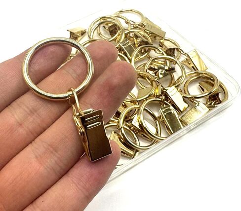 40 Pack Metal Curtain Rings with Clips, Curtain Clip Rings Hooks for Hanging Drapery Drapes Bows, Curtain Rod Rings 1.4 inch Interior Diameter (Gold) in Saudi Arabia