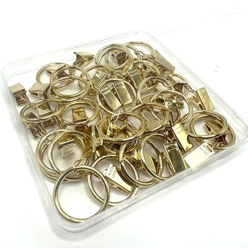 40 Pack Metal Curtain Rings with Clips, Curtain Clip Rings Hooks for Hanging Drapery Drapes Bows, Curtain Rod Rings 1.4 inch Interior Diameter (Gold) in Saudi Arabia