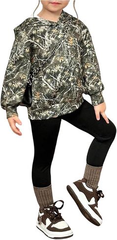 WDIRARA Girl's Sweatsuit 2 Piece Outfit Camo Hoodie Leggings Set Tracksuit in Saudi Arabia