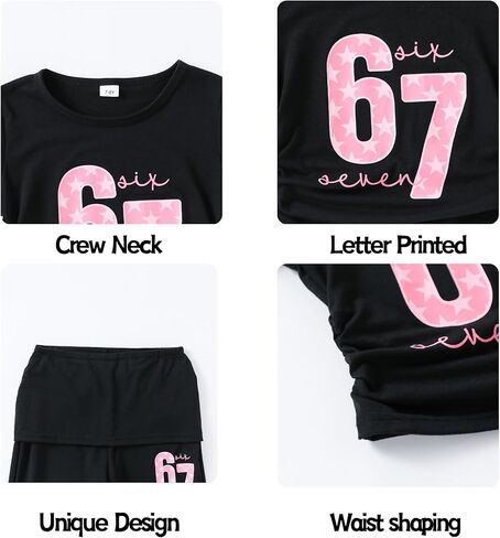 Girls 2 Piece Outfits Long Sleeve Letter Printed Sweatshirt & Flared Pants Fall Clothing Set Size 7-14 Years in Saudi Arabia