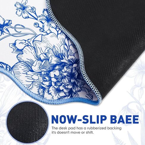 Kingdder صدفي مكتب حصيرة كبيرة باللونين الأزرق والأبيض الأزهار Chinoiserie لوحة الماوس 31.5 "× 15.7" الجمالية خمر نونسليب قاعدة مطاطية لوحة المفاتيح لوحة المفاتيح للكمبيوتر المحمول النوم المنزل مكتب الألعاب in Kuwait