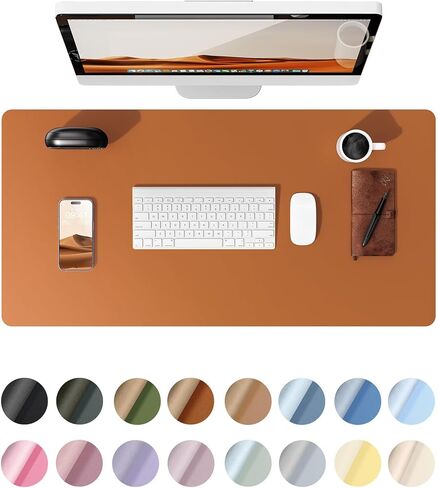 Leather Desk Pad Protector, Office Desk Mat, Large Mouse Pad, Non-Slip PU Leather Desk Blotter, Waterproof Laptop Desk Writing Pad for Office and Home (23.6" x 11.8", Brown) in Saudi Arabia