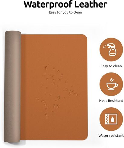 Leather Desk Pad Protector, Office Desk Mat, Large Mouse Pad, Non-Slip PU Leather Desk Blotter, Waterproof Laptop Desk Writing Pad for Office and Home (23.6" x 11.8", Brown) in Saudi Arabia