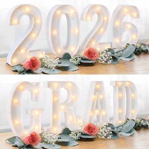 2024 Graduation Decorations - 8 LED Marquee Light Up Letters 'GRAD 2024' with Remote - Class of 2024 Graduation Decor Sign for Kindergarten Preschool High School College Wall Table Party Supplies in Saudi Arabia