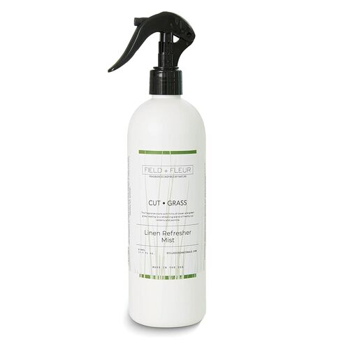 FIELD FLEUR Blue Seaside Linen & Room Spray 15.5 oz - Aromatic & Refreshing Bedding & Fabric Mist - Air Freshener for Clothes & Sofas - Notes of Citrus, Oceanic Breeze & Sugary Coconut -Made in USA in Kuwait