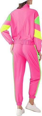 Aluvee 80s Track Suit Women Set 90s Windbreaker Outfit Retro Color Block Sportswear Set With Jacket Sweatpants in Saudi Arabia