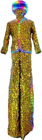 Earthradius LED Sequins Mirror Costume Stilt Walker Robot Costume DJ Party Performance Show Dance Party Costume in Saudi Arabia