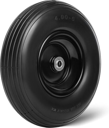 Taifa 13 Inch 2 PCS Solid Flat Free Replacement Tires and Wheels 4.00-6 with 5/8'' Bearing and 2.2'' Offset Hub Lenght, Air Less Wheel for Wagon/Hand Truck/Trolley/Garden Scooter etc. in Saudi Arabia