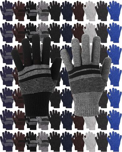100 Pair Winter Magic Gloves Bulk Unisex Warm Knitted Stretchy Gloves for Men Women Homeless Charity Donation in Saudi Arabia