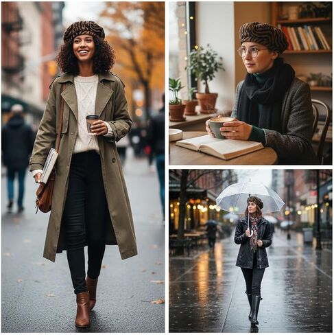 VALICLUD Warm Plush Beret Hat for Women Stylish Autumn Winter Cap Soft and Comfortable Fashion Accessory Unique Design for Cold Weather Outfits Coffee in Saudi Arabia