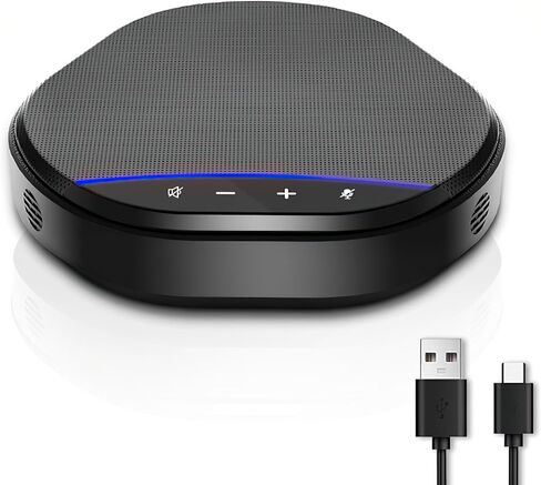Conference Speakerphone with 360° Voice Pickup, AI Noise Reduction & Echo Cancellation, USB Plug and Play Desktop Microphone Speaker for Zoom, Teams, Skype, Home Office & Online Meetings in Saudi Arabia
