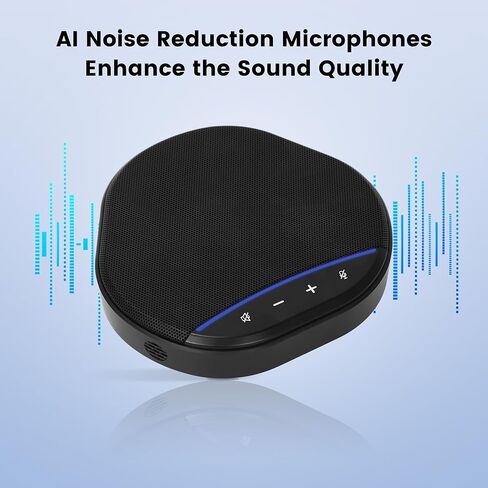 Conference Speakerphone with 360° Voice Pickup, AI Noise Reduction & Echo Cancellation, USB Plug and Play Desktop Microphone Speaker for Zoom, Teams, Skype, Home Office & Online Meetings in Saudi Arabia