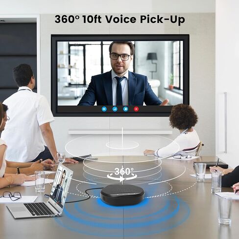 Conference Speakerphone with 360° Voice Pickup, AI Noise Reduction & Echo Cancellation, USB Plug and Play Desktop Microphone Speaker for Zoom, Teams, Skype, Home Office & Online Meetings in Saudi Arabia